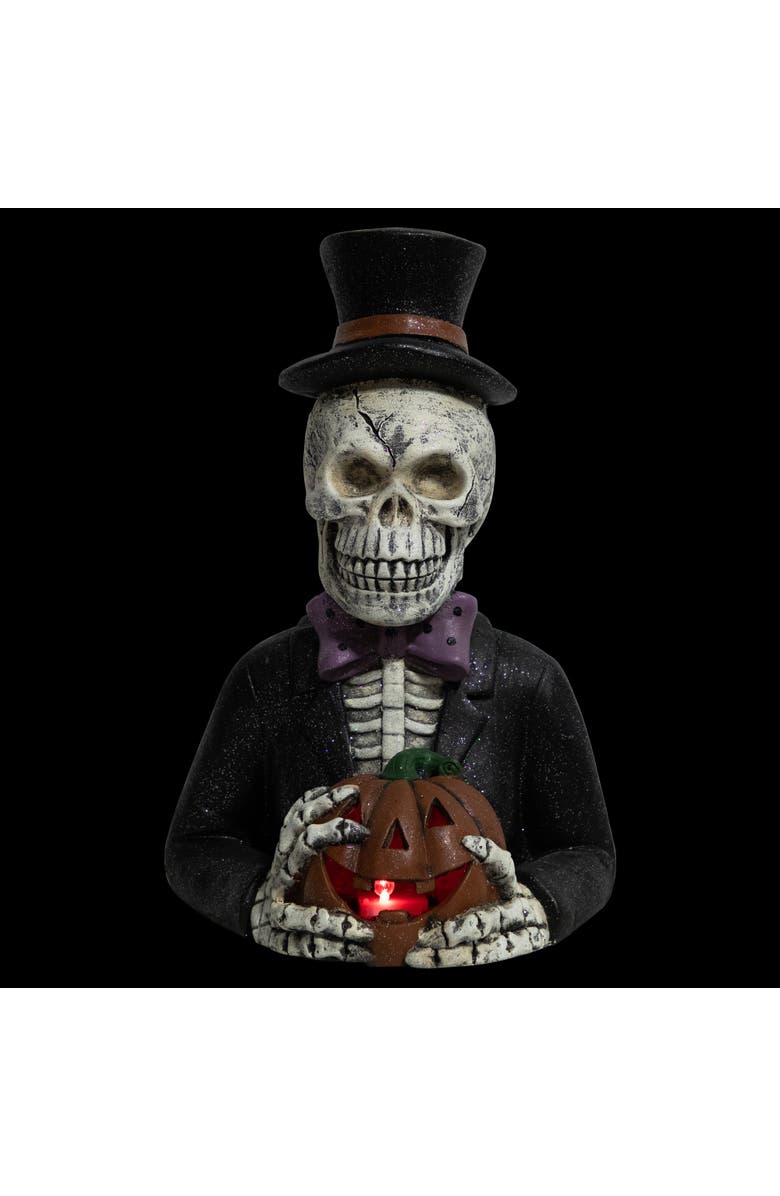 Northlight LED Lighted Skeleton with Jack-O-Lantern Halloween Decoration - 23.5", Alternate, color, 