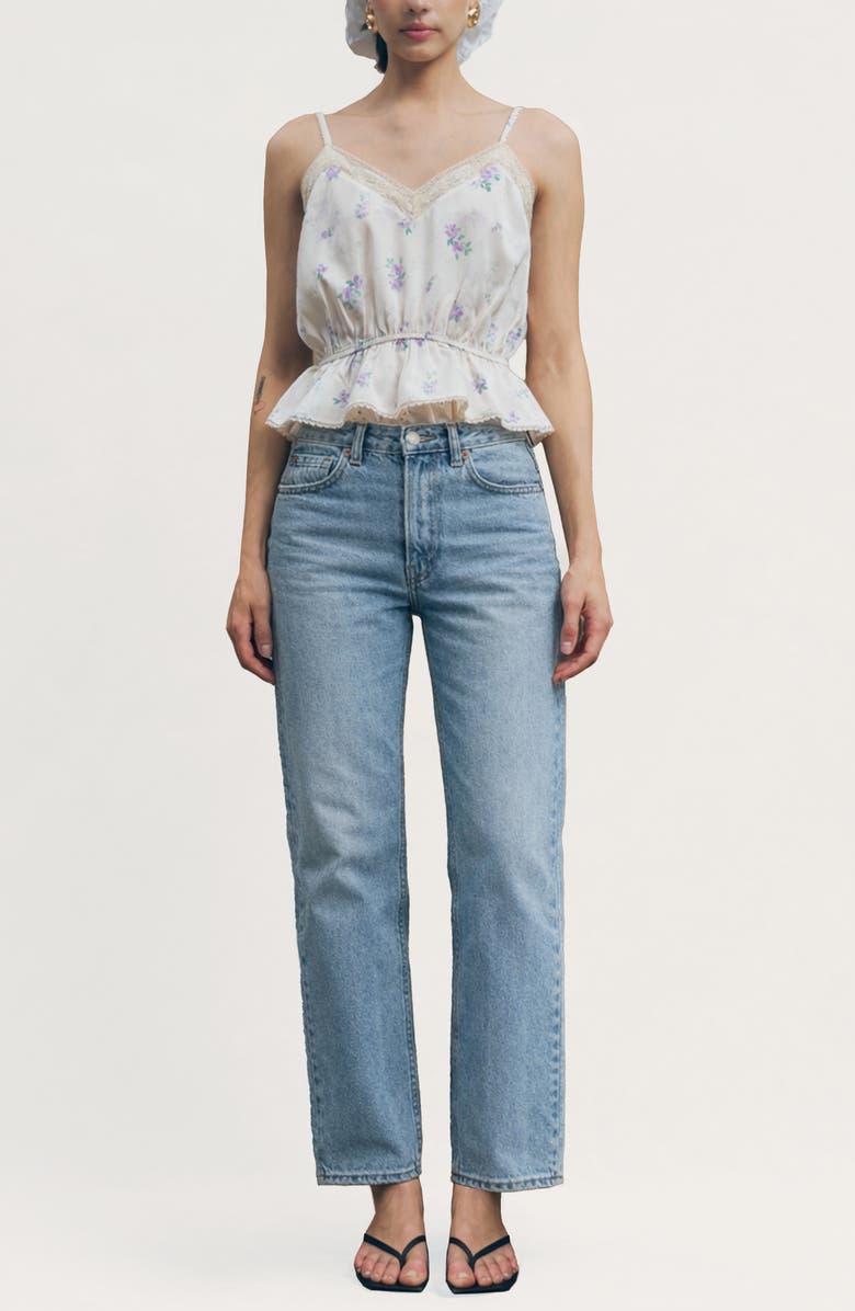 MAUDE CLUB Jarvis Floral Peplum Top, Alternate, color, Blossom Print