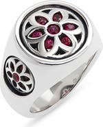 Good Art Hlywd Men's Small Club Ruby Flower Signet Ring