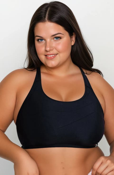 Plus Size Racerback Swim Bra With Removable Cups