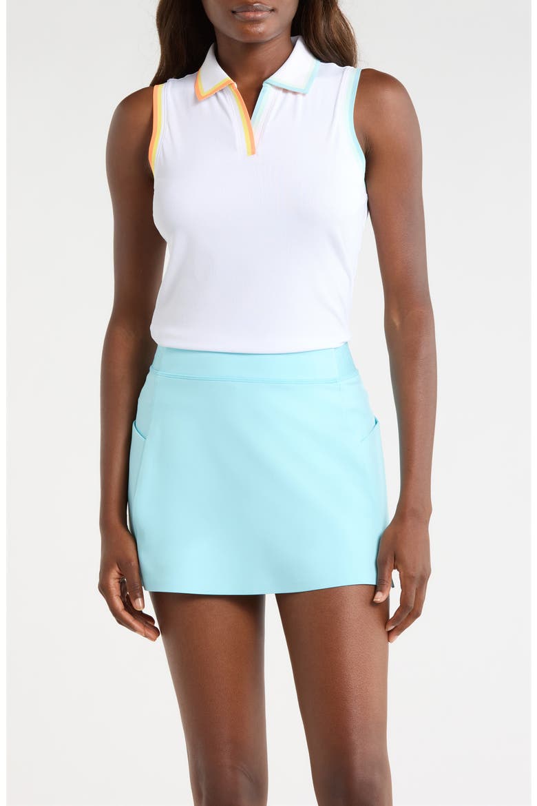 Johnny Collar Tech Sleeveless Polo, Main, color, SNOW / CENOTE