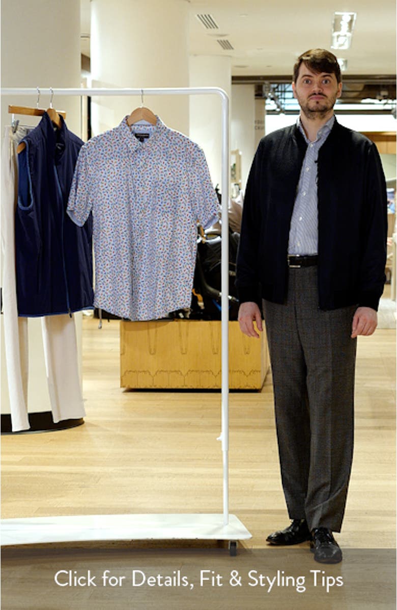 Logan Cocktail Print Short Sleeve Cotton Blend Button-Up Shir, sales video thumbnail