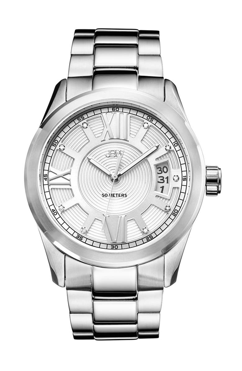 JBW Men's Bond Stainless Steel Diamond Watch, 44mm - 0.09 ctw, Main, color, 