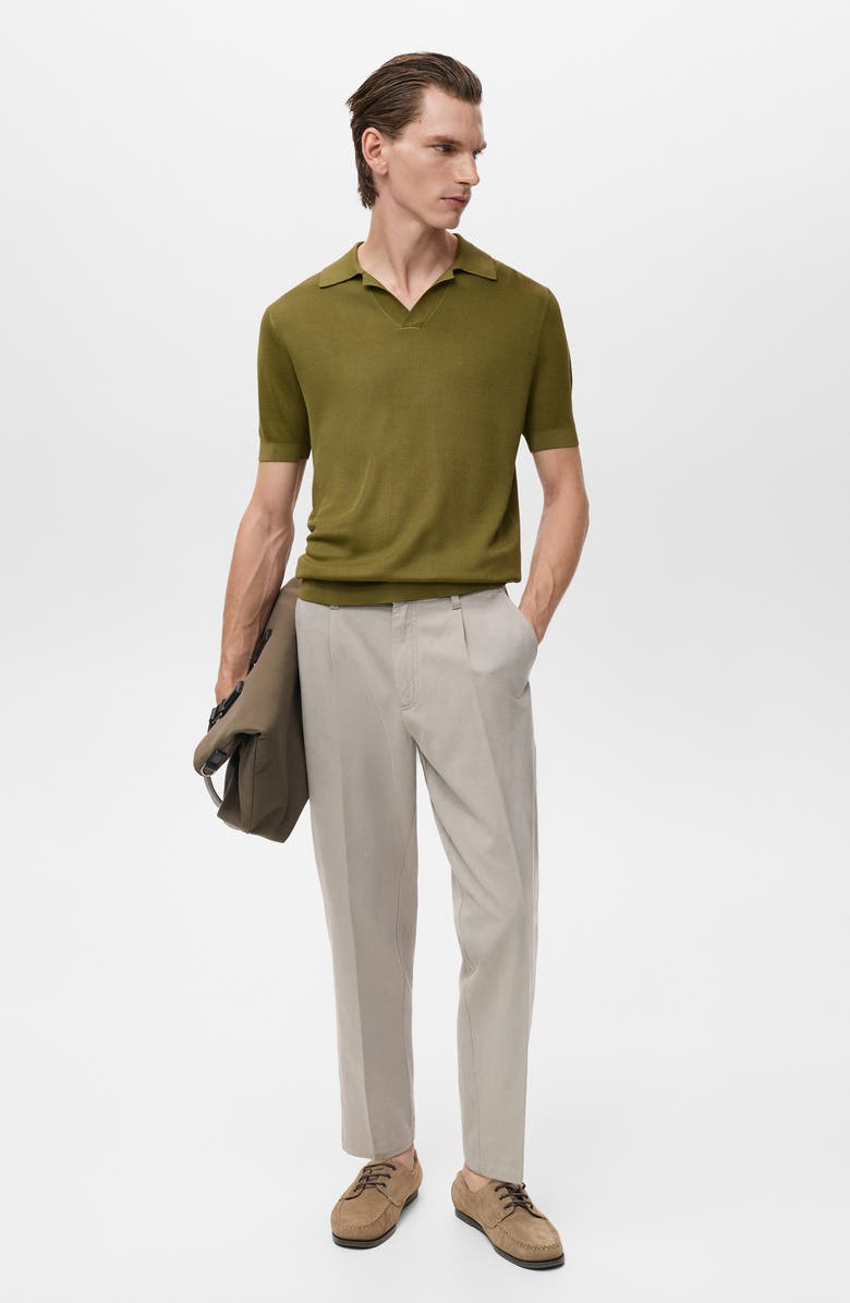 MANGO Johnny Collar Ribbed Polo Sweater, Alternate, color, Green