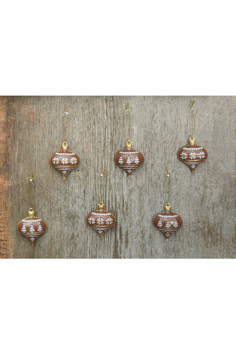 Brown Ornaments Set of 6, Alternate, color, Brown