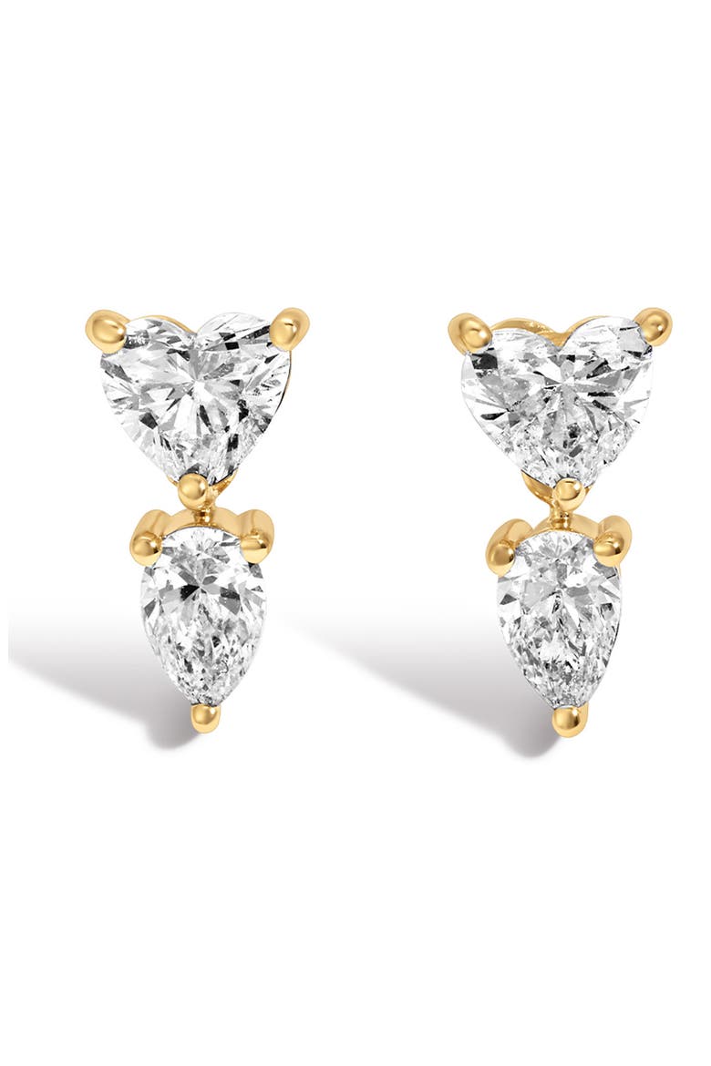 Lab Grown Diamond Heart Drop Earrings, Alternate, color, 14K YELLOW GOLD