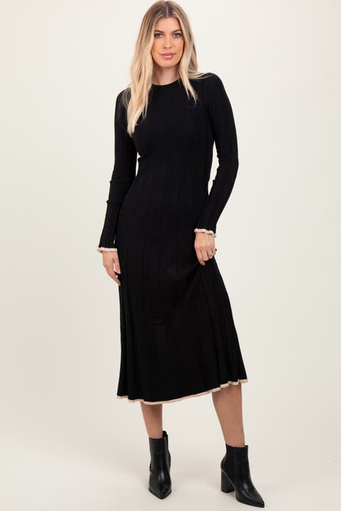 Ribbed Knit Maxi Sweater Dress