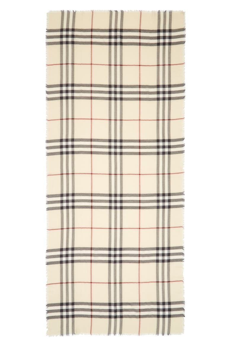 Check Lightweight Wool Scarf, Main, color, STONE