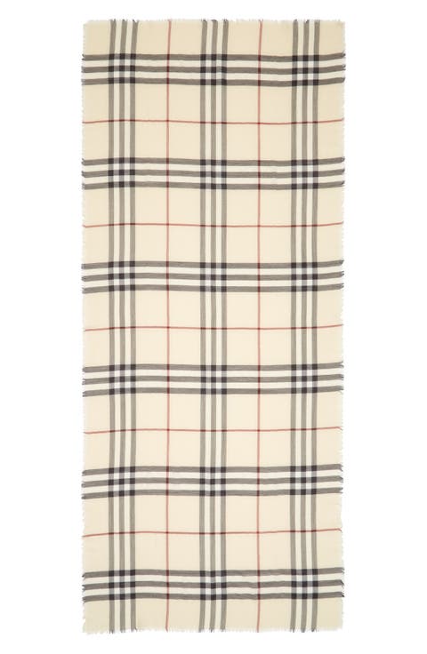 Check Lightweight Wool Scarf