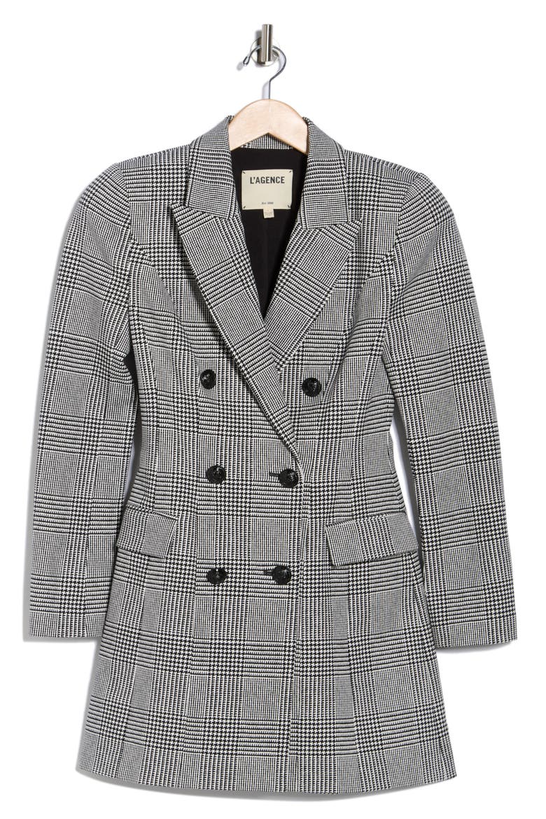 Tora Glen Plaid Long Sleeve Blazer Dress, Alternate, color, WHITE/ BLACK GLEN PLAID