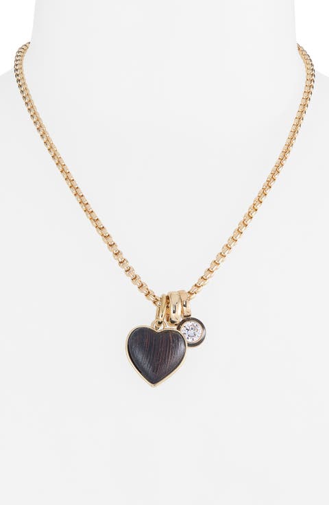 Mini Simple Wood Heart Pendant Necklace