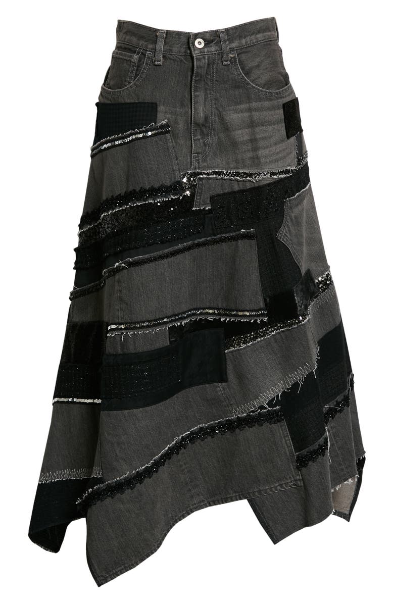 Junya Watanabe Asymmetric Mixed Media Skirt, Alternate, color, 