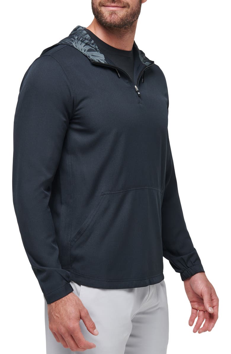 TravisMathew Hooded Quarter Zip Pullover, Alternate, color, Black Floral