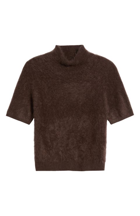 Brushed Cashmere Mock Neck Sweater