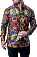 Maceoo Fibonacci Trippy Lion Button-Up Shirt
