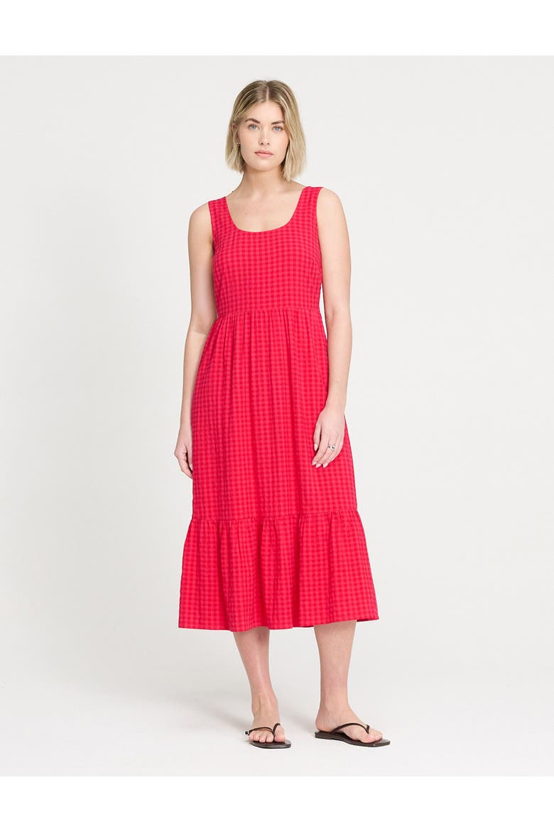 Petite Cara Gingham Seersucker Dress, Main, color, Pink