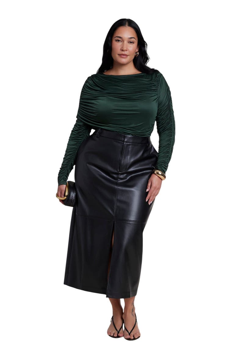 Shirred Cape Overlay Bodysuit (plus), Alternate, color, MOUNTAIN VIEW