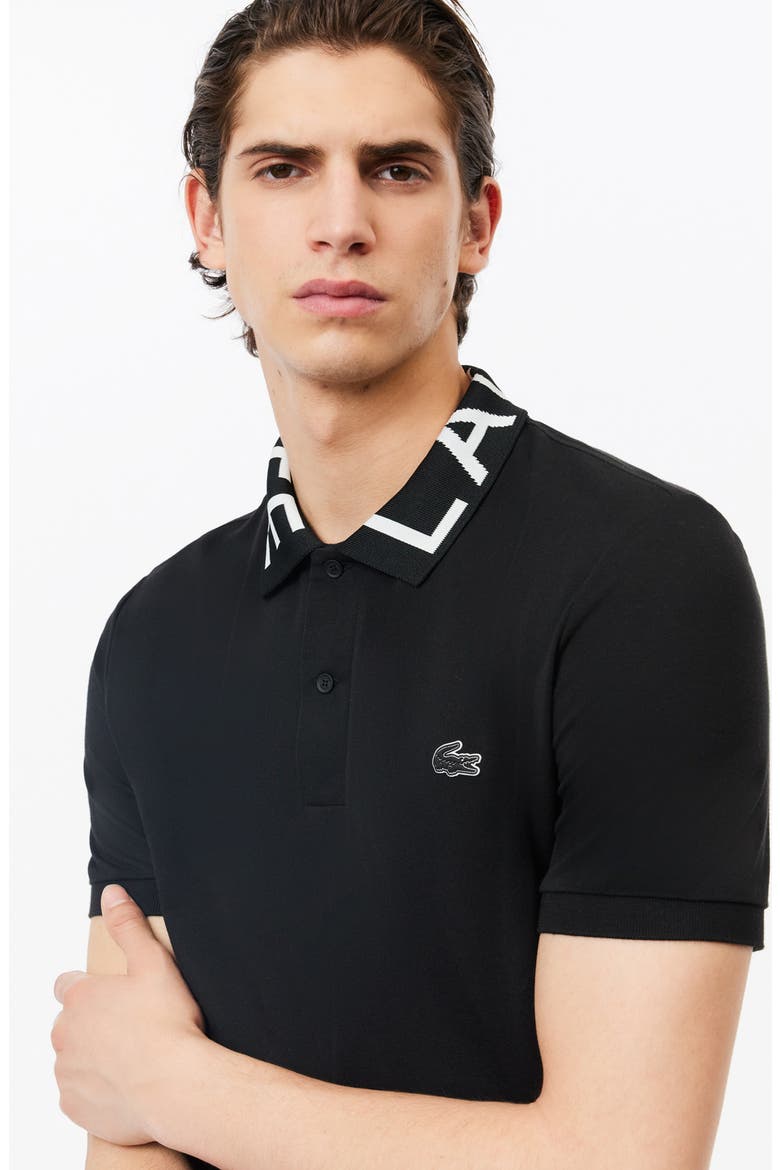 Semi Fancy Slim Fit Piqué Knit Polo, Alternate, color, 031 BLACK