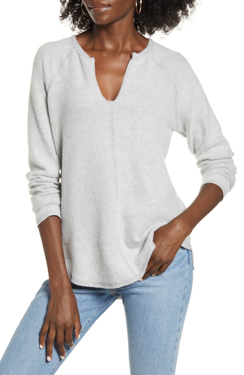 Socialite Split Neck Raglan Top, Main, color,