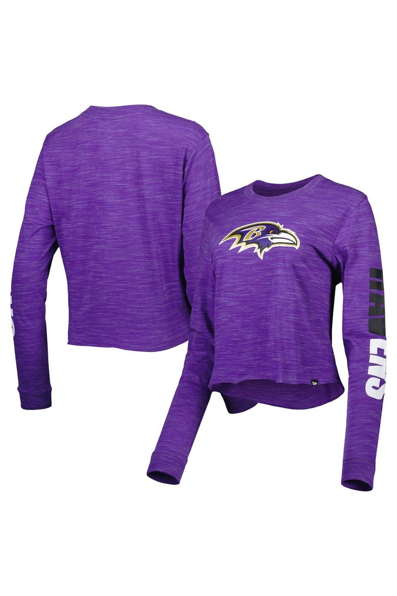Women's New Era Purple Baltimore Ravens Crop Long Sleeve T-Shirt, Main, color, Purple