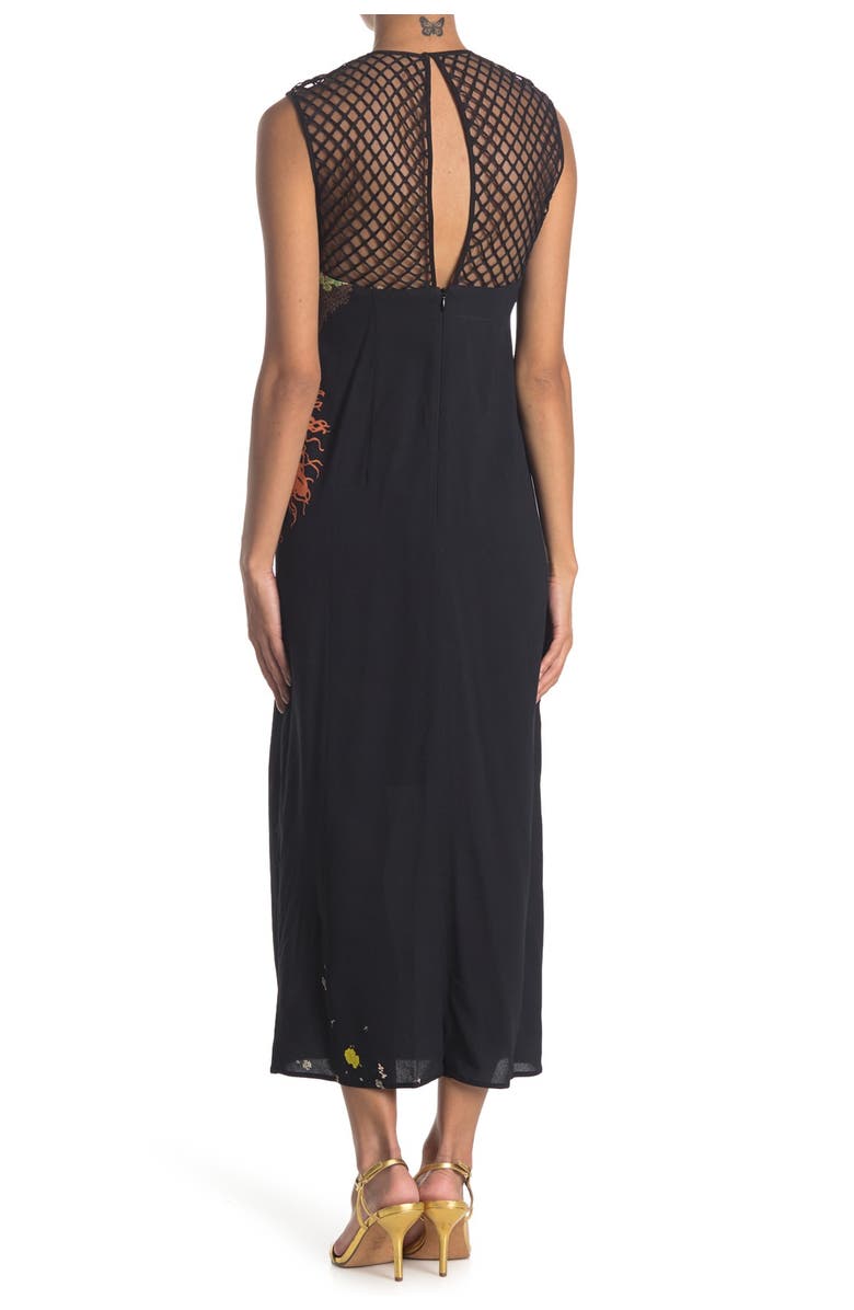 Dries Van Noten Mesh Yoke Floral Maxi Dress, Alternate, color, 
