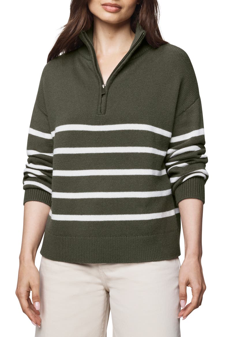Georgie Stripe Oversize Quarter Zip Sweater, Main, color, GRN SPRCE/P OAK