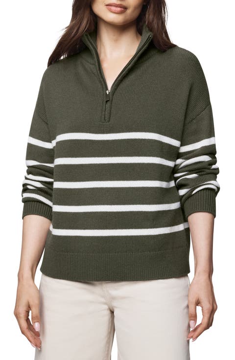 Georgie Stripe Oversize Quarter Zip Sweater