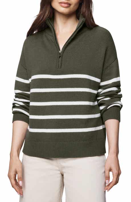 Splendid Georgie Stripe Oversize Quarter Zip Sweater