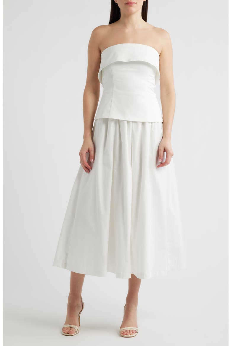 Arden Strapless Mixed Media Dress, Main, color, WHITE