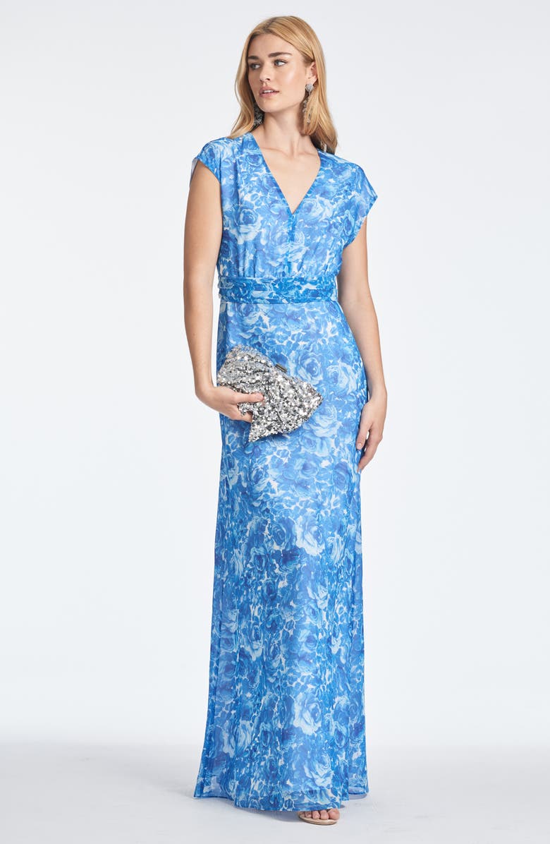 Sachin & Babi Leah Floral Chiffon Gown, Alternate, color, 