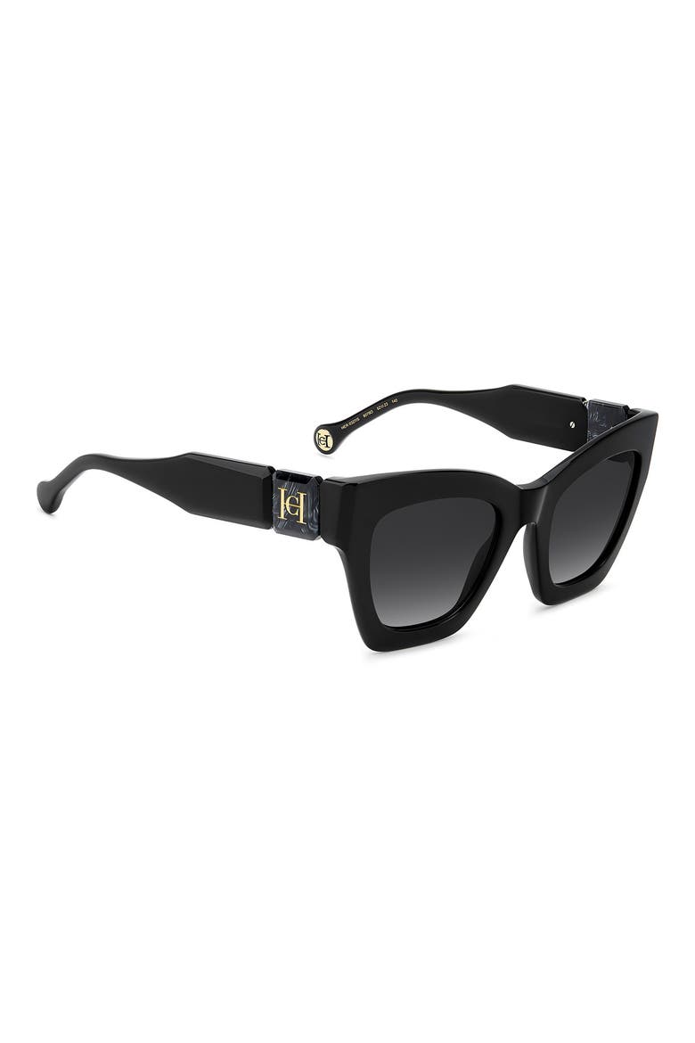 52mm Gradient Cat Eye Sunglasses, Alternate, color, BLACK/ DARK GREY SF