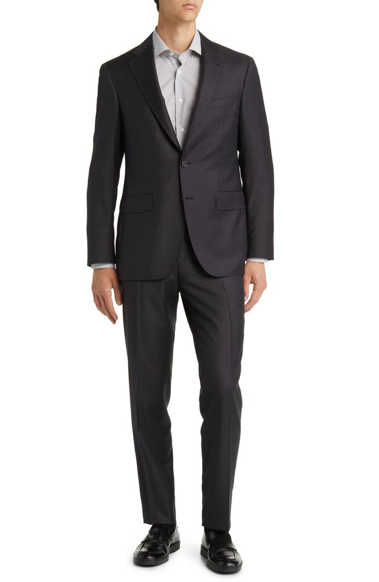 Canali Kei Trim Fit Plaid Wool Suit, Main, color,