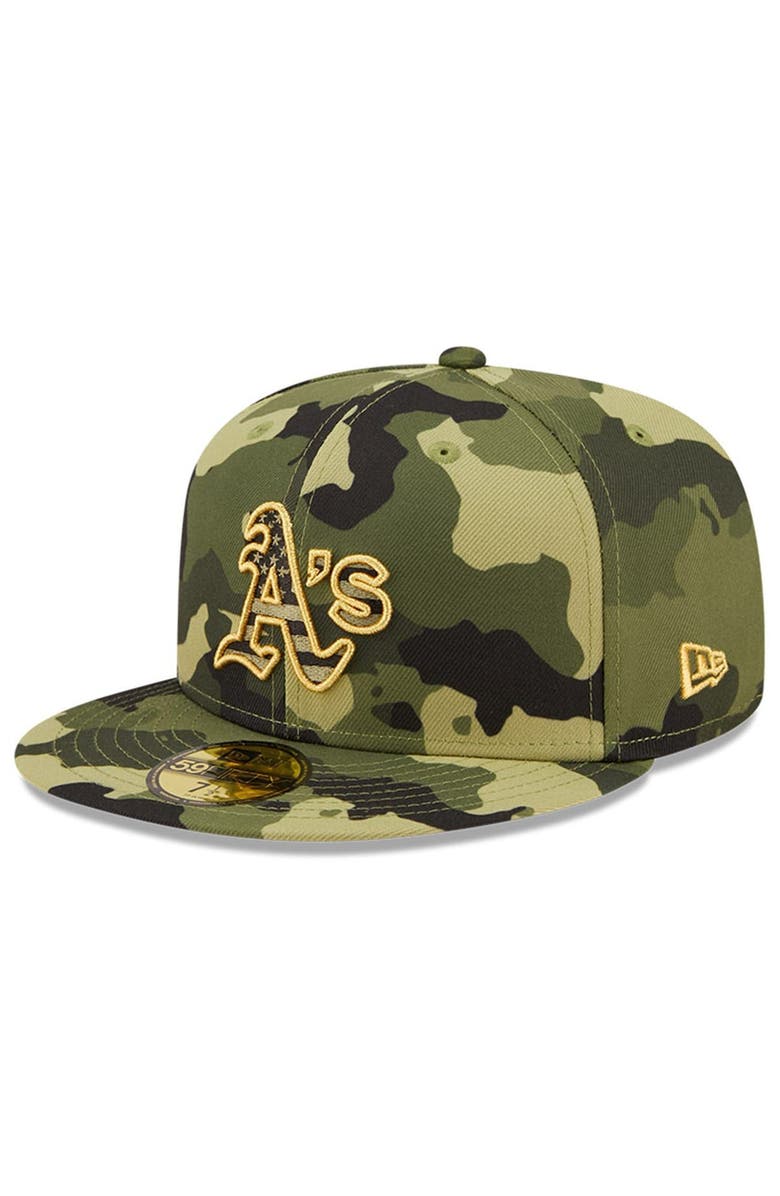New Era Men's New Era Camo Oakland Athletics 2022 Armed Forces Day On-Field 59FIFTY Fitted Hat, Alternate, color, Camo