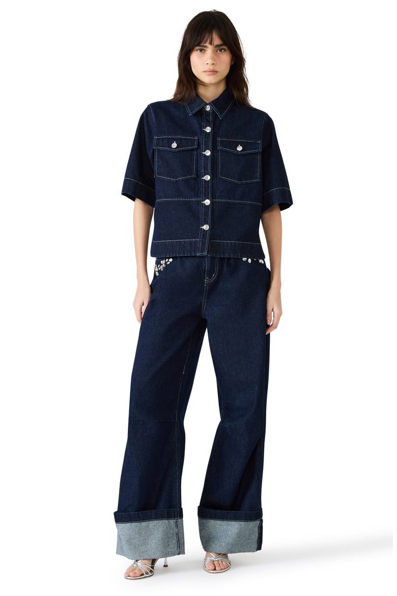 Eliana Denim Shirt, Alternate, color, BIJOU BLUE
