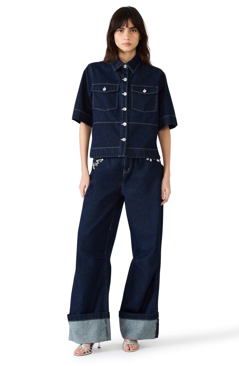 Steve Madden Eliana Denim Shirt, Alternate, color, Bijou Blue