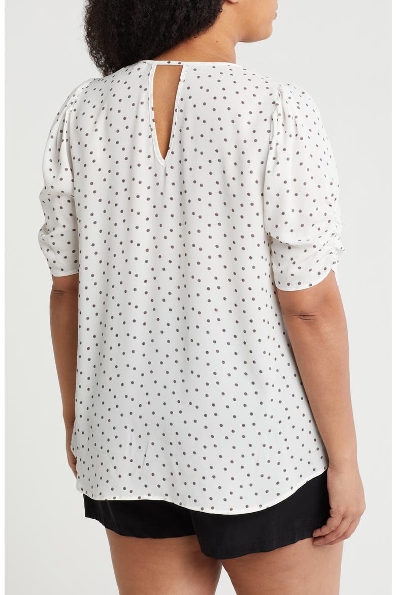 Polka Dot V-Neck Top, Alternate, color, IVORY