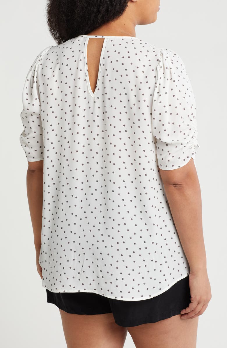 Renee C Polka Dot V-Neck Top, Alternate, color, Ivory
