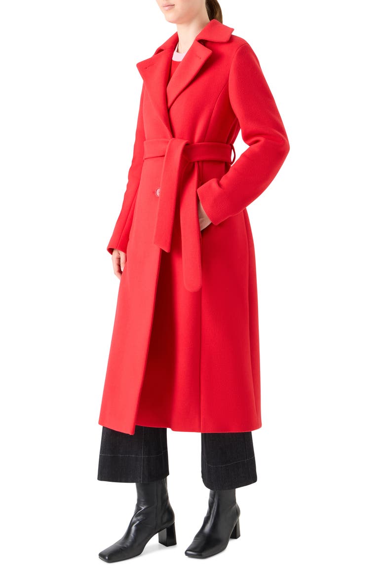 Virgin Wool Blend Coat, Alternate, color, BRIGHT RED