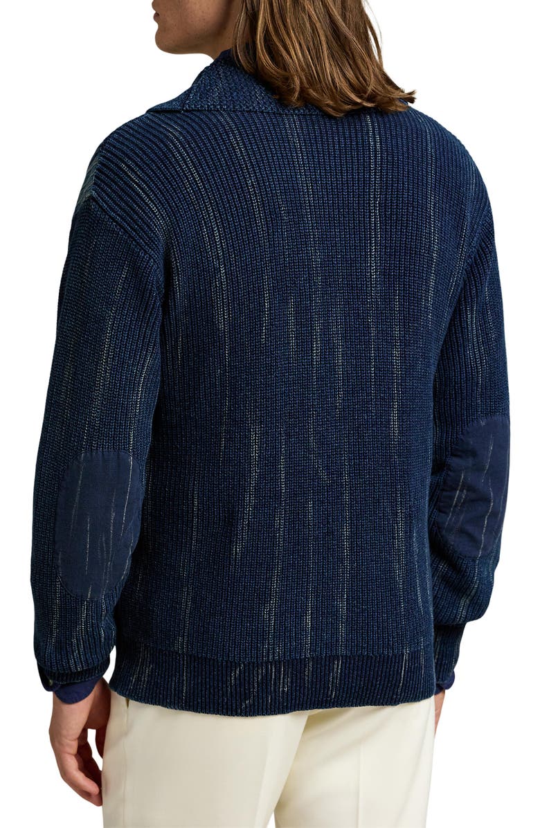 Polo Ralph Lauren Denim Patchwork Cotton Knit Cardigan, Alternate, color, Indigo Combo