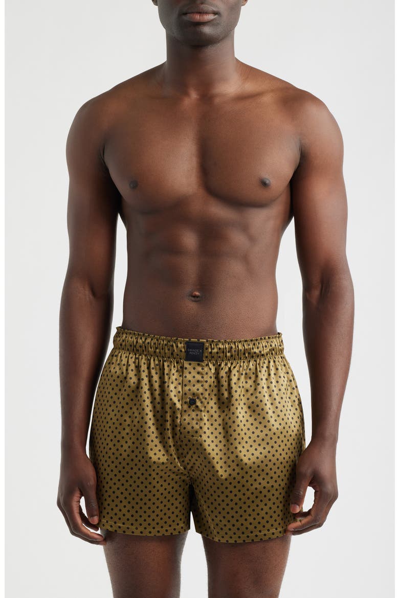Savage X Satin Boxers, Main, color, SESAME GREEN DOS AND DOTS