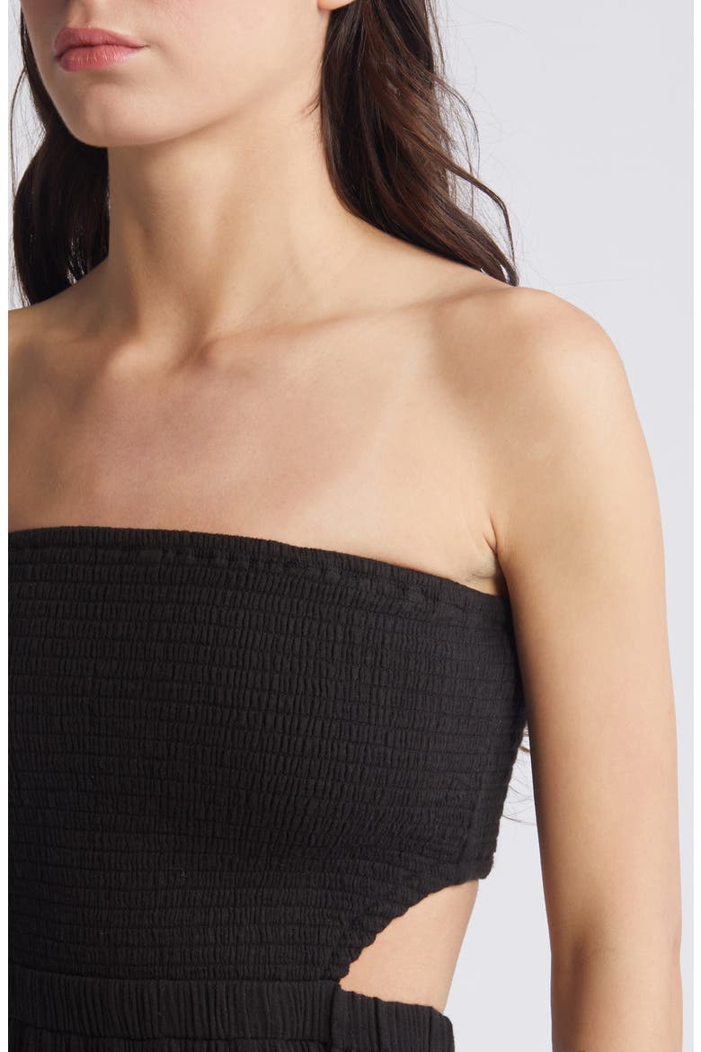 Premium Surf Strapless Cutout Maxi Dress, Alternate, color, BLACK