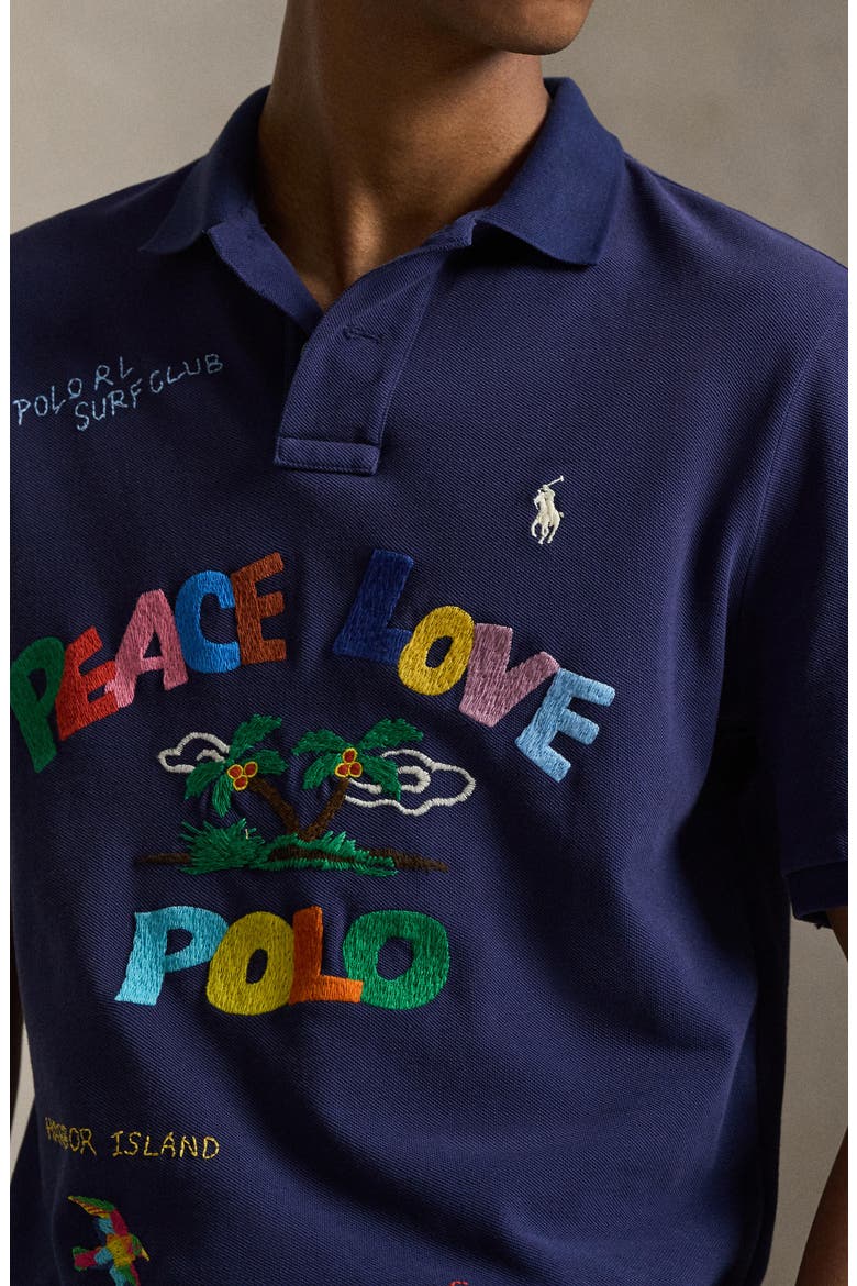 Classic Fit Peace Love Embroidered Polo (Men) | Nordstrom