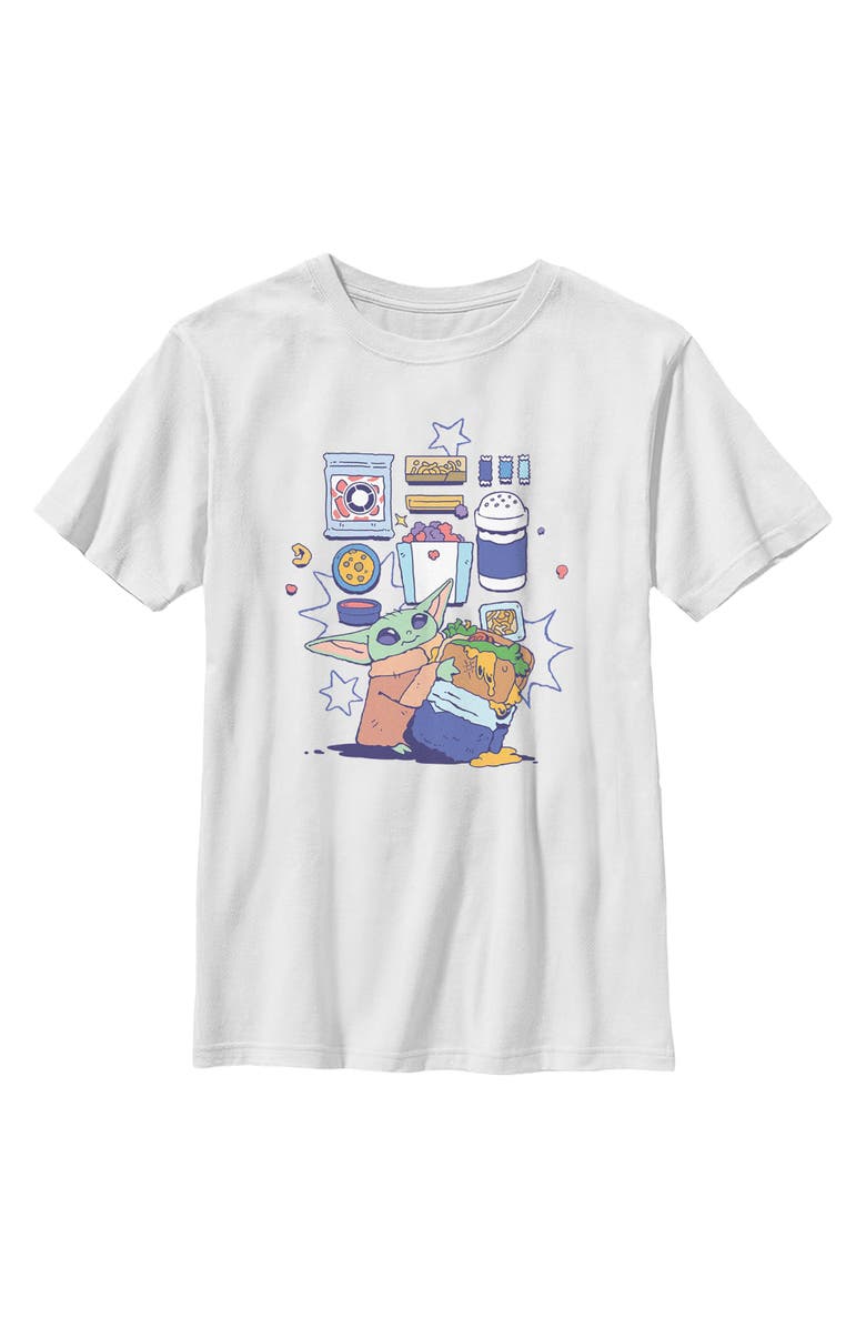 Star Wars: The Mandalorian and Grogu Boy's Star Wars The Mandalorian and Grogu The Child Enjoy Your Meal  Graphic T-Shirt, Main, color, White