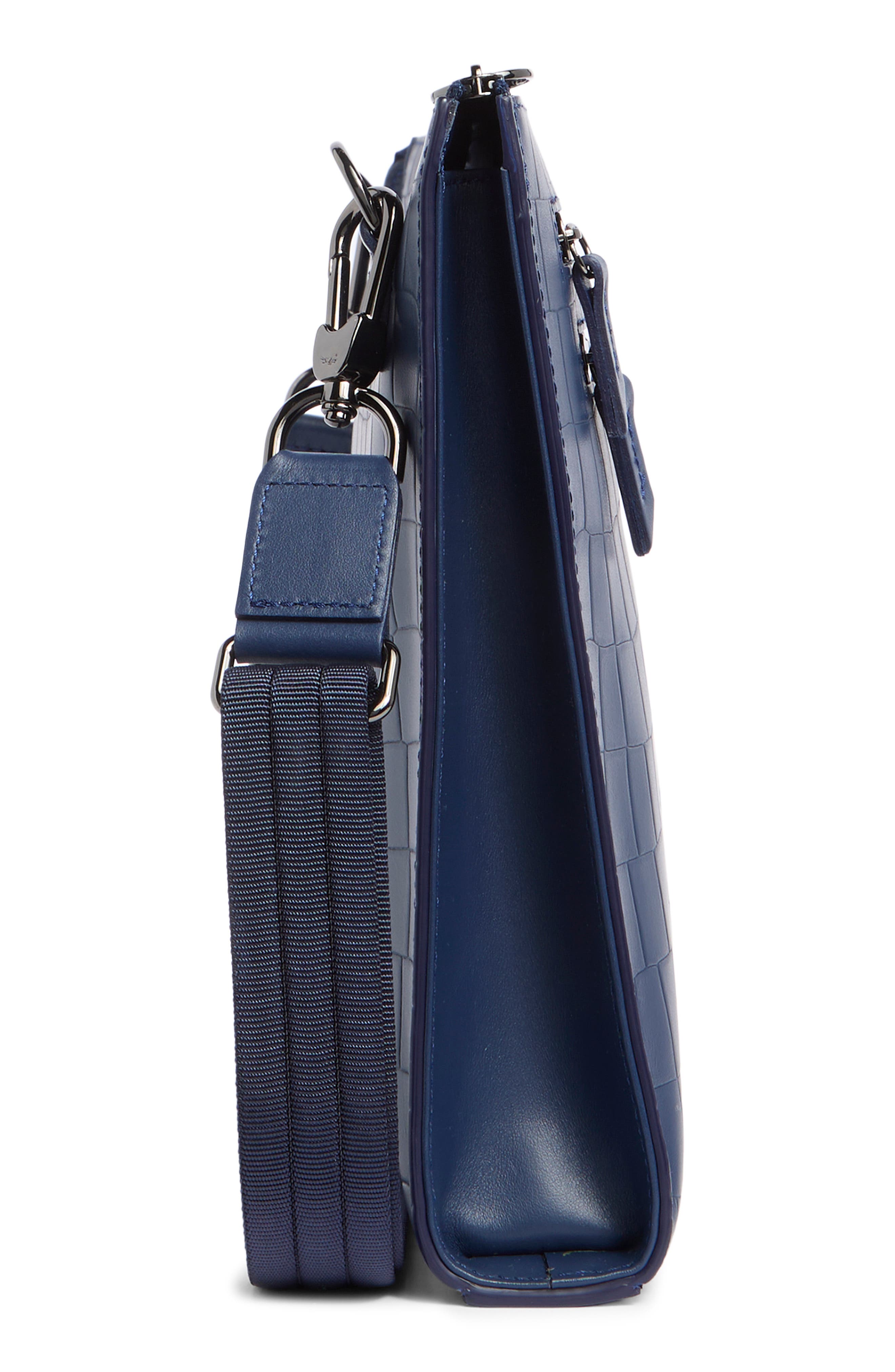 Longchamp Croc-Embossed Crossbody Bag, Alternate, color, Navy