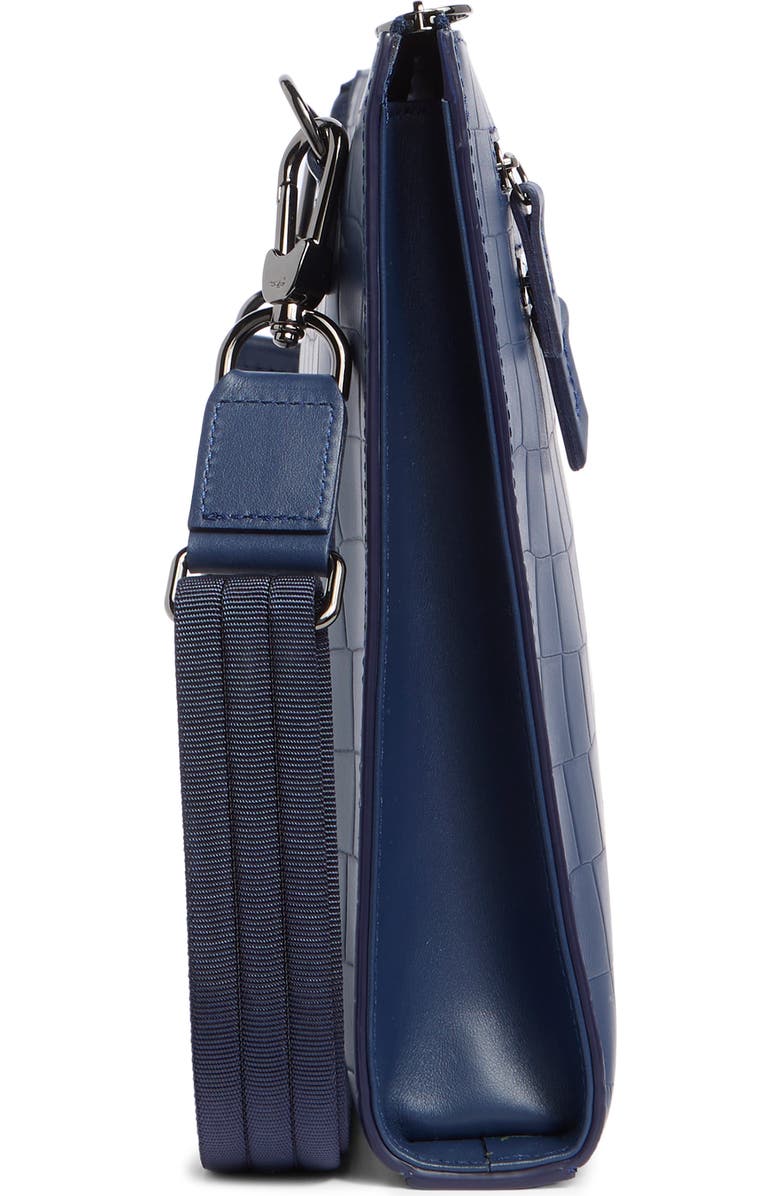 Longchamp Croc-Embossed Crossbody Bag, Alternate, color, Navy