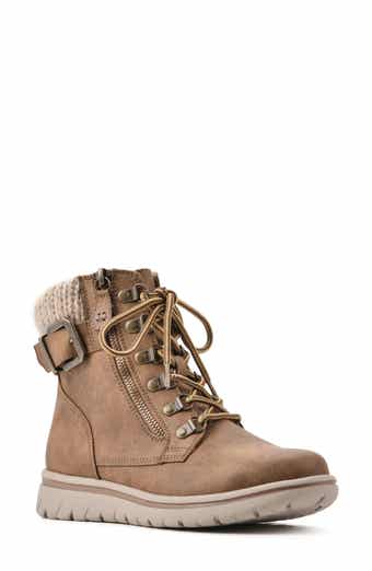 Hearty Knit Collar Lace-Up Boot