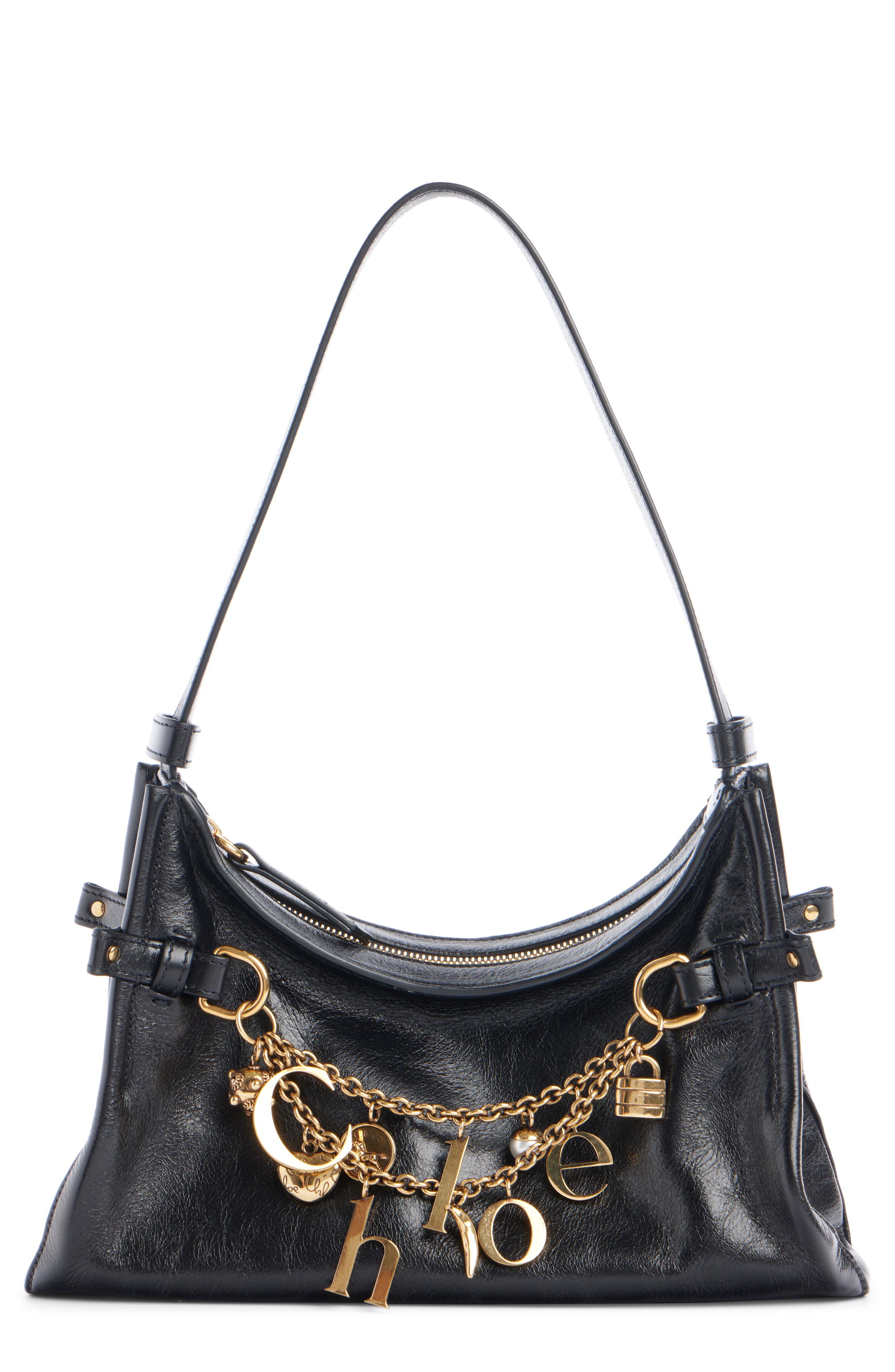 Chloé Charms Leather Hobo Bag, Main, color, 