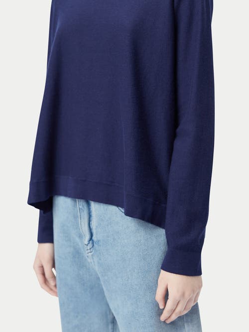 Gobi Mongolian Cashmere Boatneck Cotton Silk Cashmere Blend Sweater In Navy