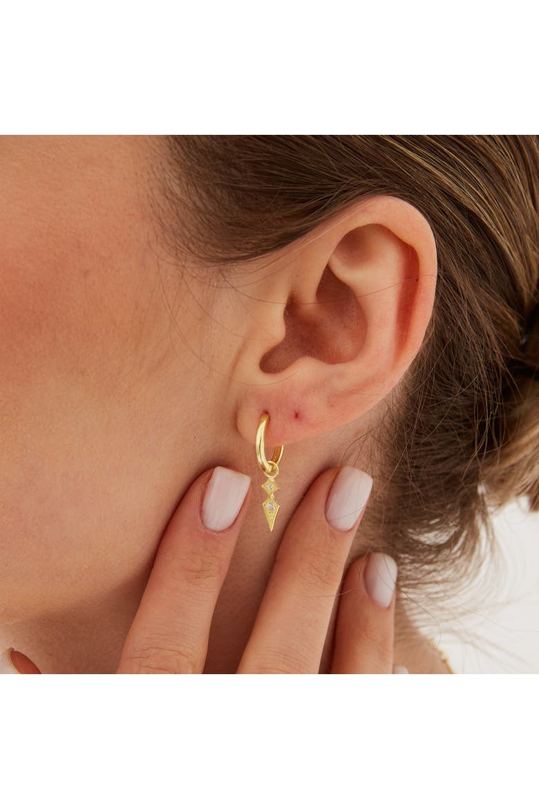 Sterling Silver Pave Spike Rhombus Drop Earrings, Alternate, color, Gold