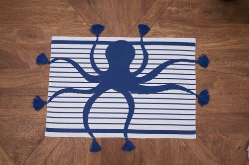 C & F Home C&f Home Indigo Octopus Stripes And Tassels Placemats Set Of 6 In Blue